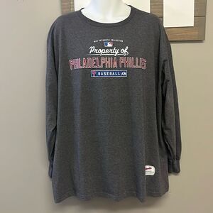 Authentic Majestic Heather Grey Philadelphia Phillies Long Sleeve T-Shirt- 2XL
